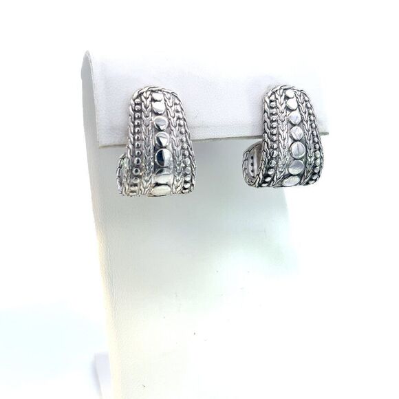 John Hardy Estate Dot Nuansa J Hoop Earrings Sterling Silver JH90 - Picture 5 of 7